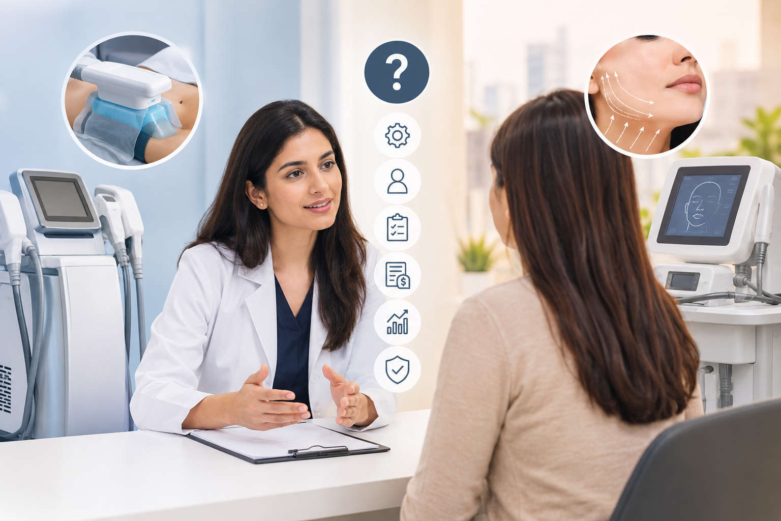 Fat freezing and HIFU treatment consultation with a specialist at a modern body contouring clinic in Indore
